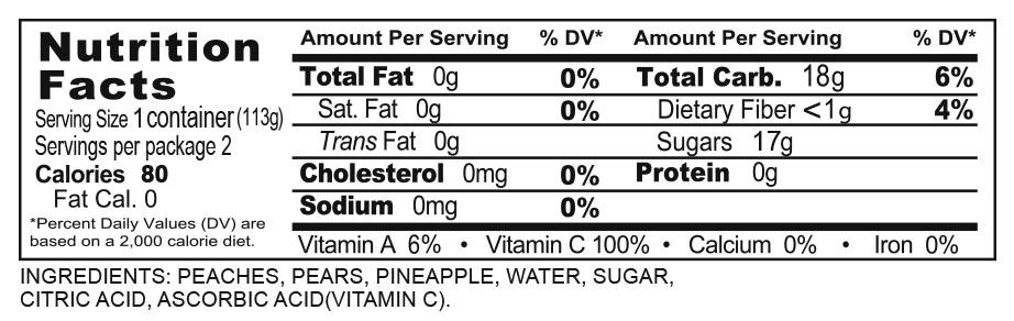 Green Acres Fruit Cups Nutritional Facts Golden Beach Inc 